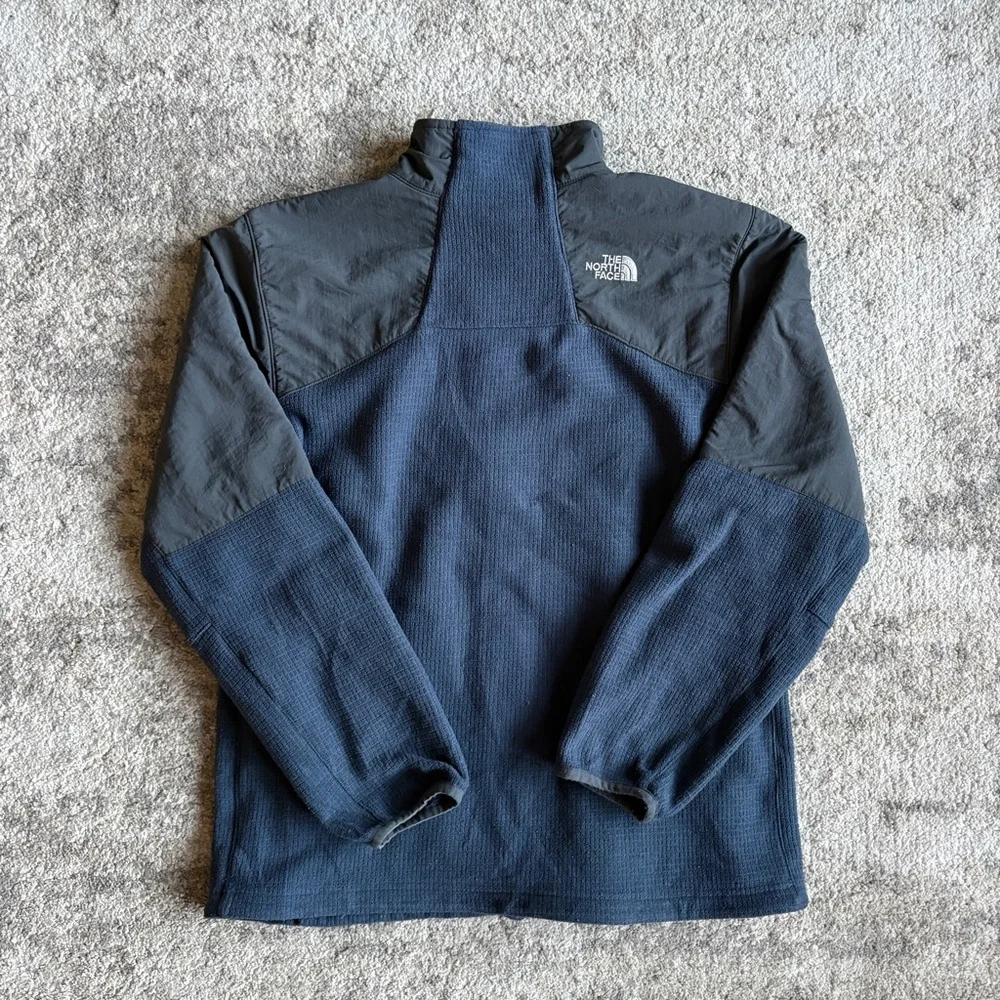 The North Face Navy Blue Waffle Knit Colorblock Windbreaker Jackef